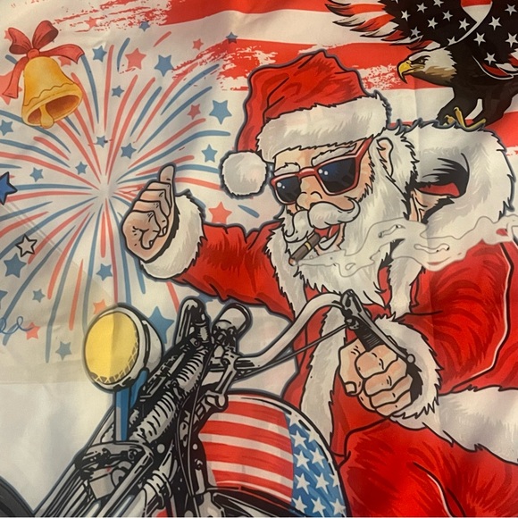 Festive Santa Motorcycle Shirt - Red, White, Blue patriotic M - Picture 9 of 9